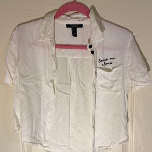 FOREVER 21 CROPPED COLLARED BUTTON UP SHIRT